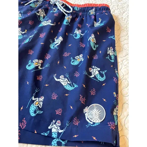 Chubbies Men's‎ Navy Blue Swim Trunks with Merman Print Size Medium #498 NWOT - Picture 2 of 6